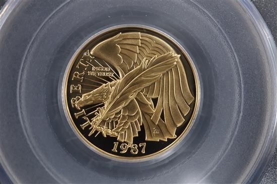 A 1987 Bicentennial gold $5 piece (US Vault Collection, cased)